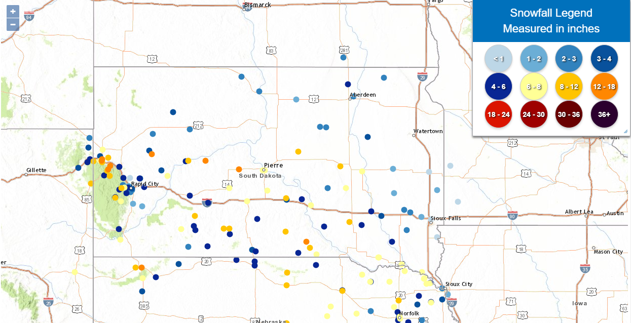 NWS Snowfall Reports for the 2 days ending during the morning of Dec 27th, 2023