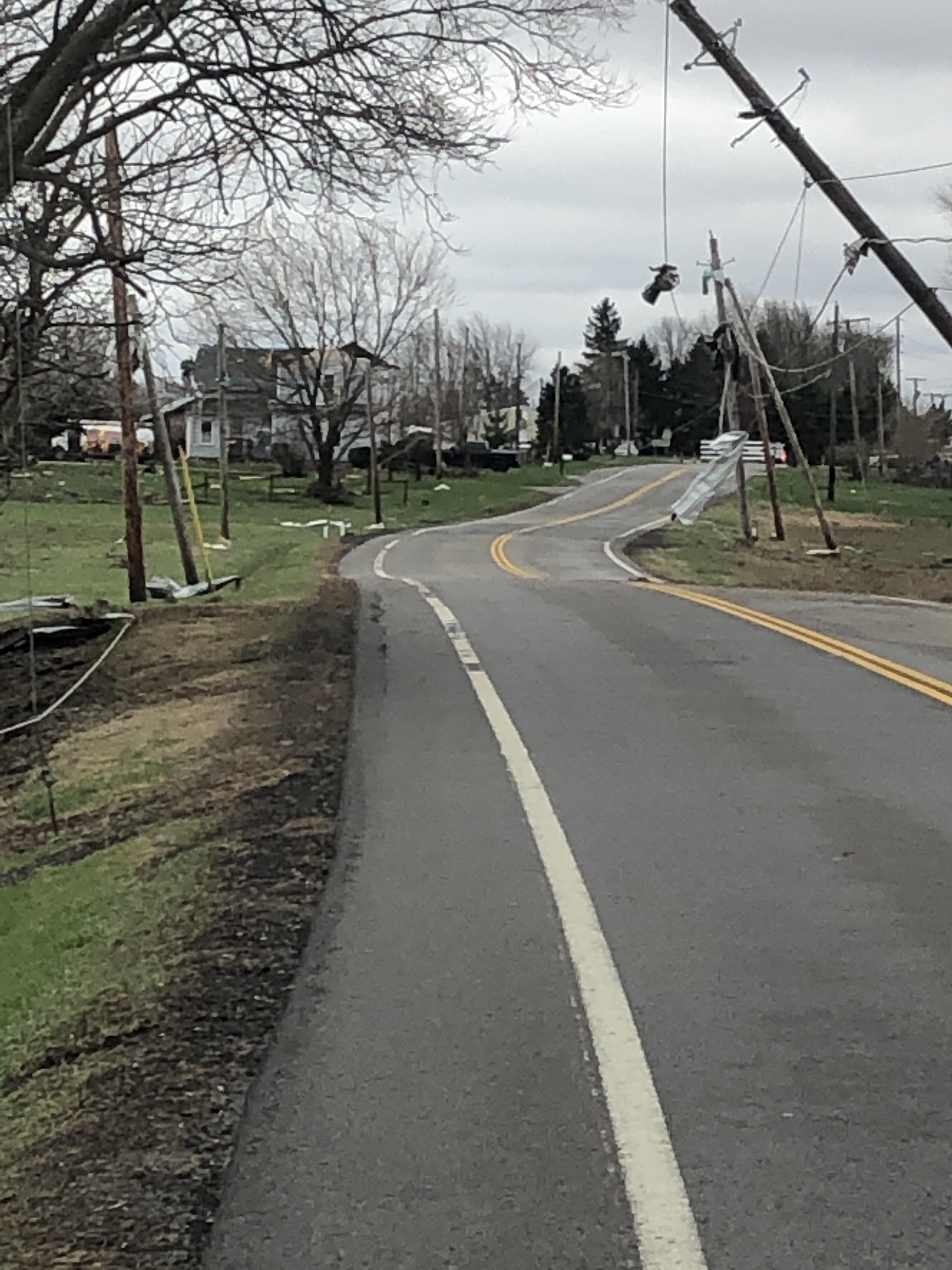 tornado damage near Shelby, OH April 14, 2019
