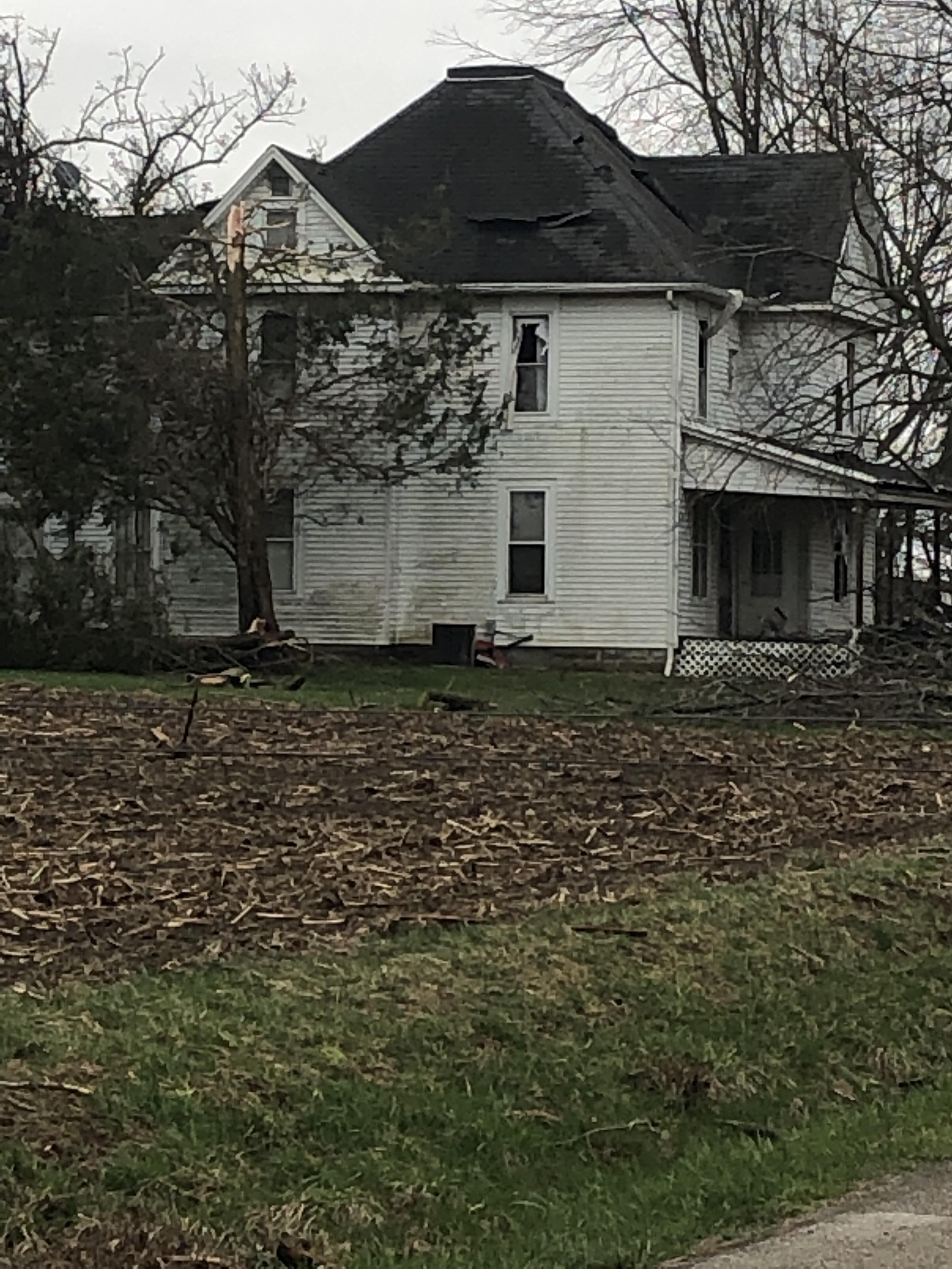 tornado damage near Shelby, OH April 14, 2019