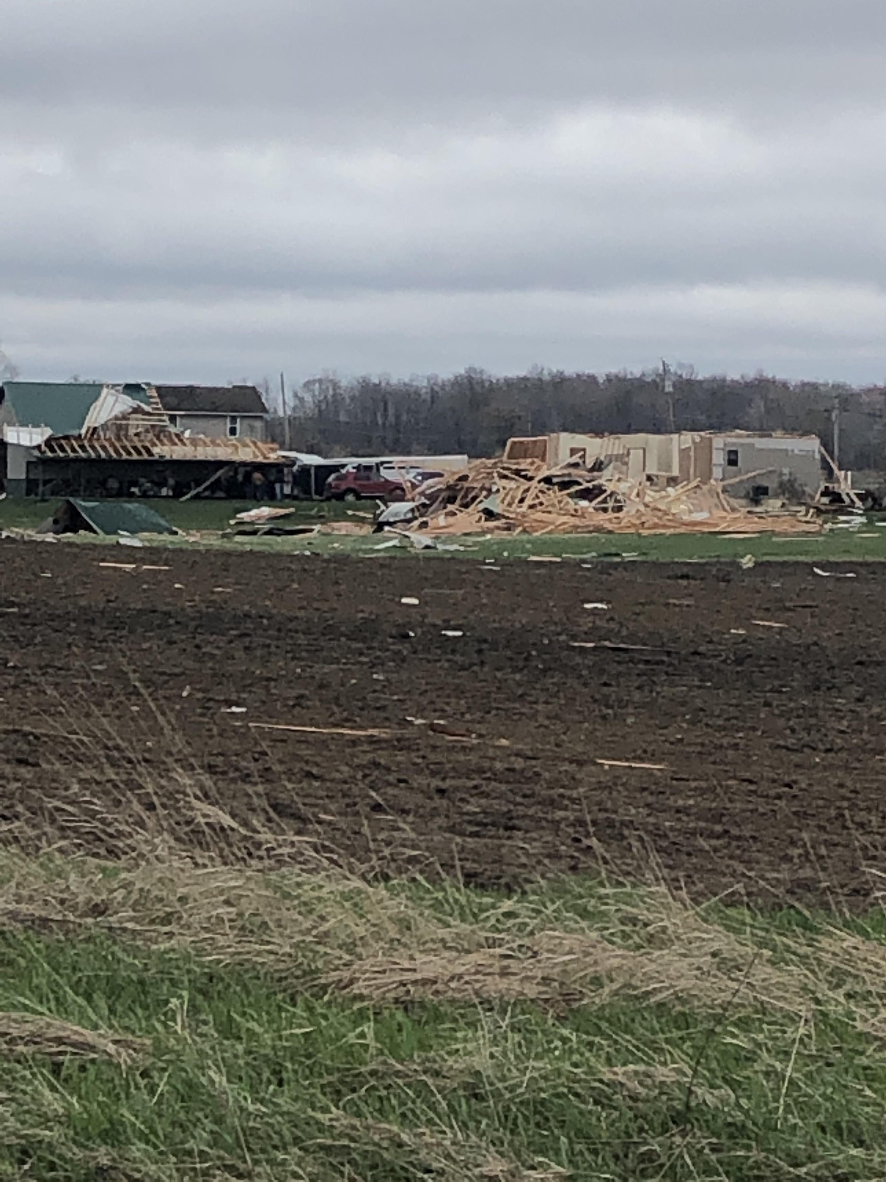 tornado damage near Shelby, OH April 14, 2019