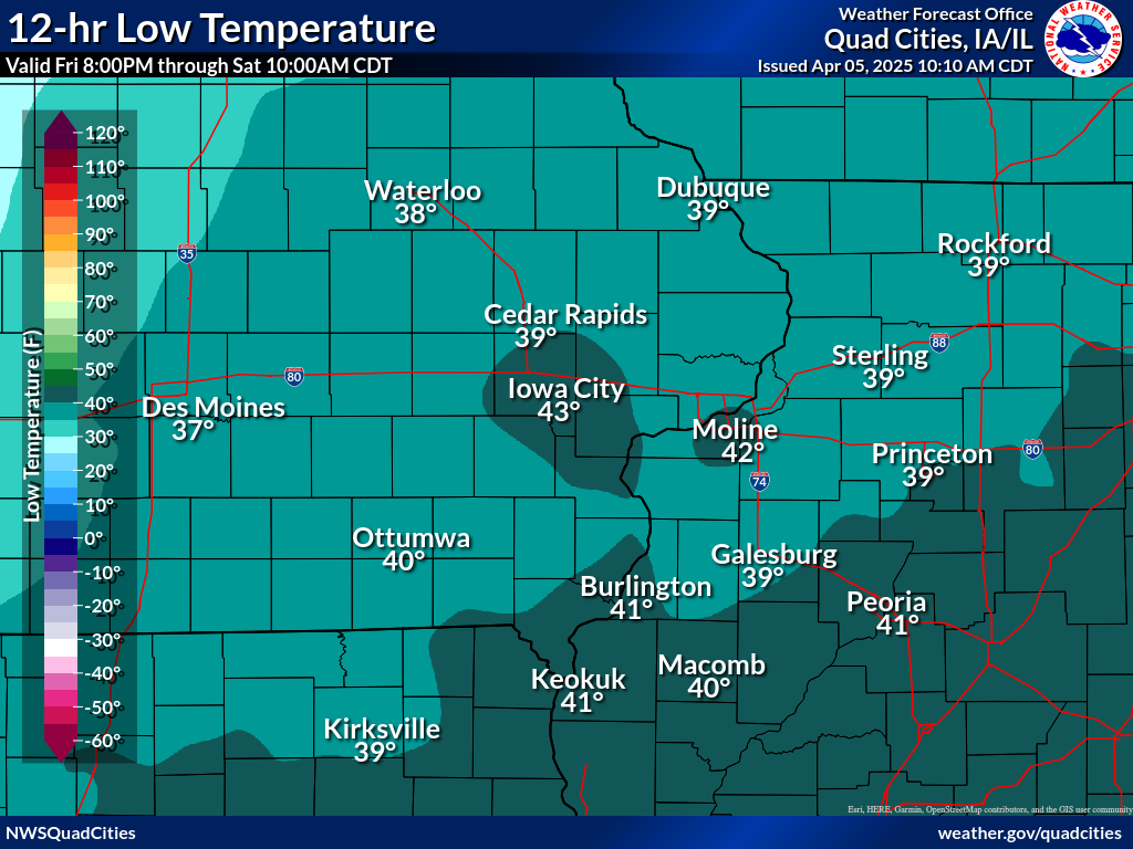 Observed 12-hour minimum temperature