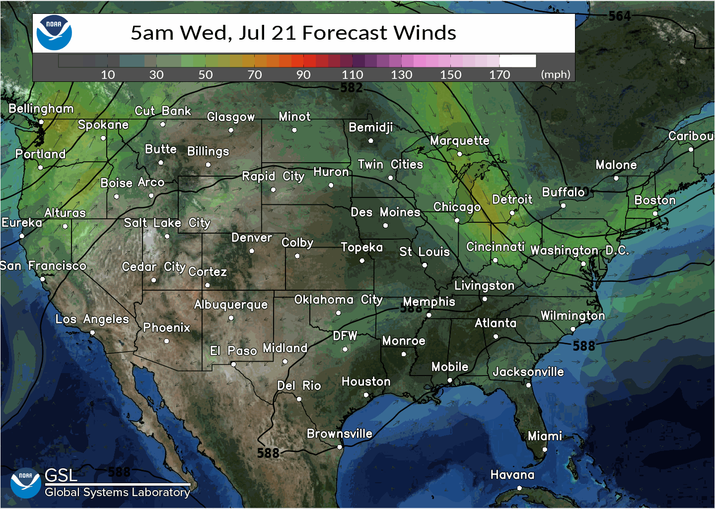 GEFS Mean 500 mb Heights and Wind Vectors