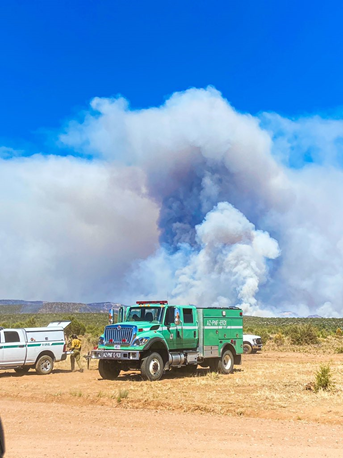 Rafael Fire on afternoon 6/21/21 looking northward towards the Mogollon Rim.