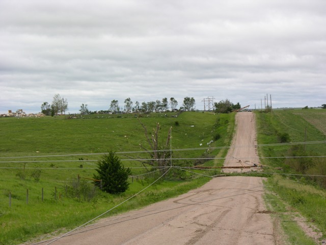 Transmission lines downed near Amherst, NE. Photo by NWS staff.