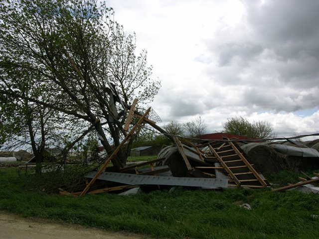 Farm property displaced by the tornado. 