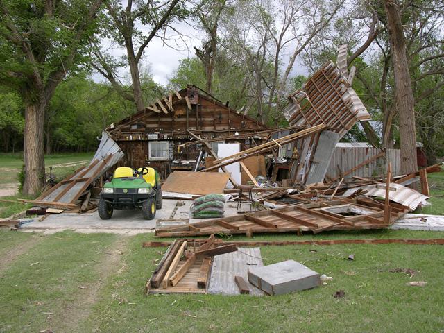 Garage destroyed but luckily some of the property inside was unharmed.