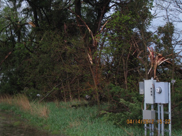 Storm damage one mile north of Alexandria, NE. Photographs by Thayer County Emergency Management.