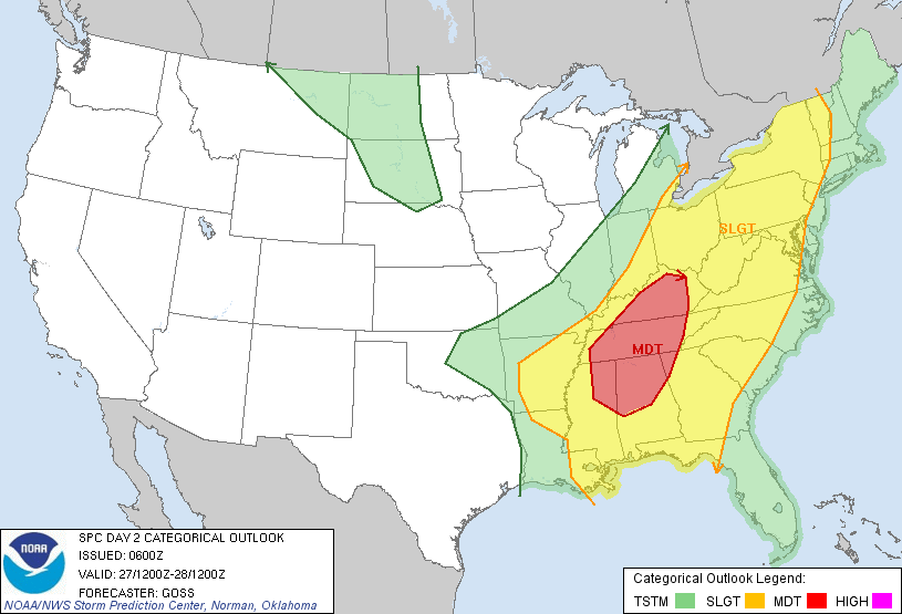 Day 2 Severe Weather Outlook issued at 0600 UTC on 26 April 2011