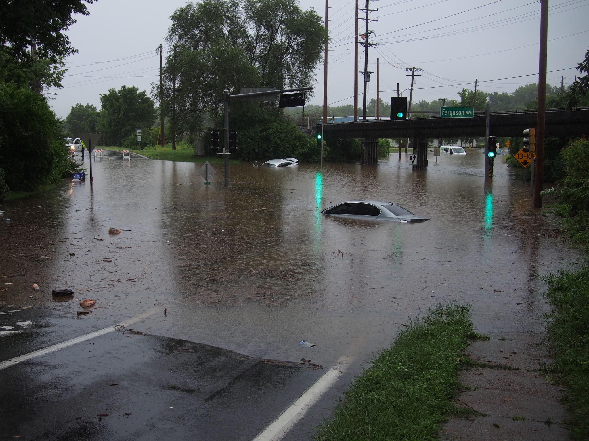 Flooding on South Elizabeth and Ferguson Avenue in Ferguson, MO.