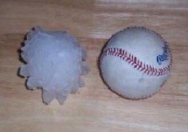 Baseball sized hail that fell south of Lubbock on 7 June 2014. The picture is courtesy of J.R. Tate and KCBD.