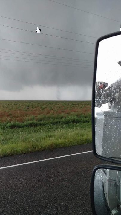 A brief landspout-type tornado captured near Silverton during the afternoon of Monday, 29 August 2016. The pictures are courtesy of Dustin Bach, relayed via KAMR.