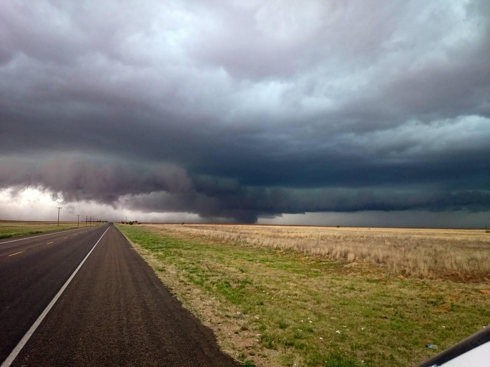 View of a severe thunderstorm between Denver City and Seagraves Wednesday afternoon. The image is courtesy of Bobby Jo Kelley and KCBD.