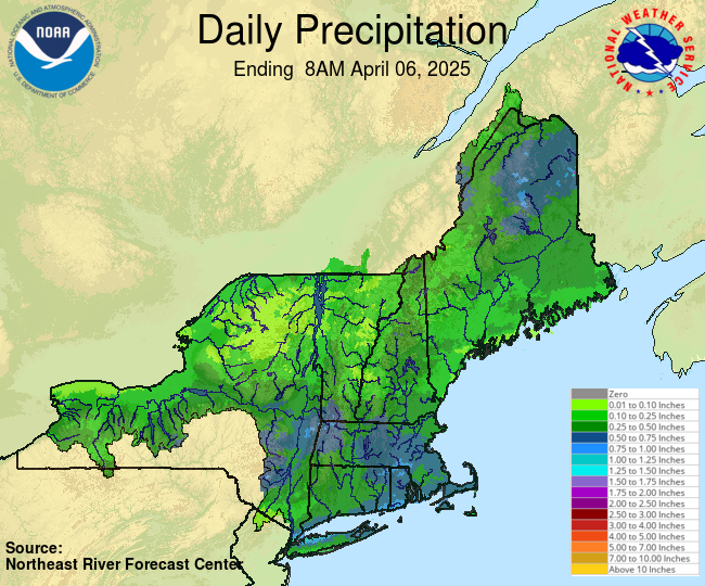 Daily Precipitation Graphic for the most recently past Sunday