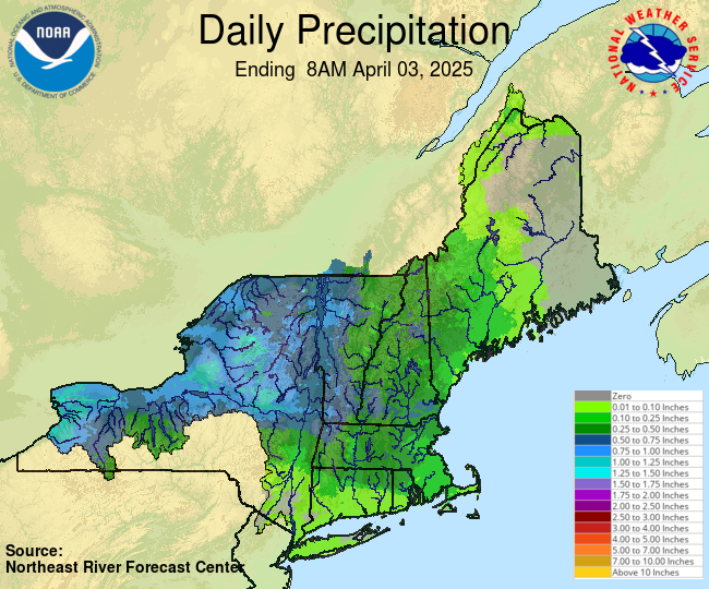 Daily Precipitation Graphic for the most recently past Thursday