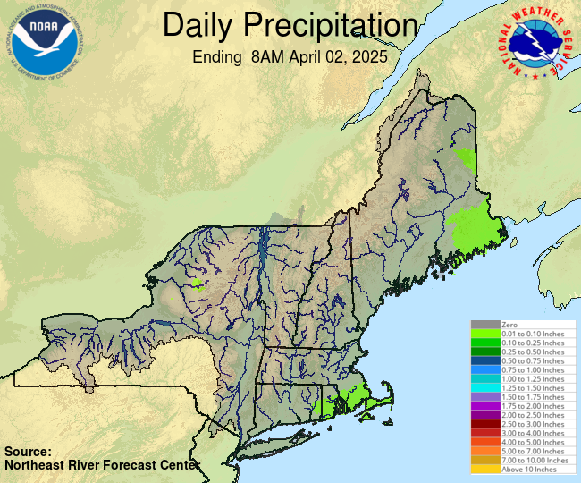 Daily Precipitation Graphic for the most recently past Wednesday