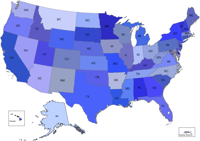 Map of US, click for text equivalent