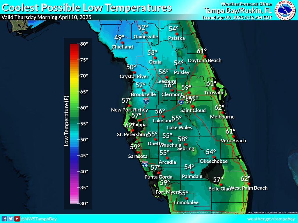 Coolest Possible Low Temperature for Night 1