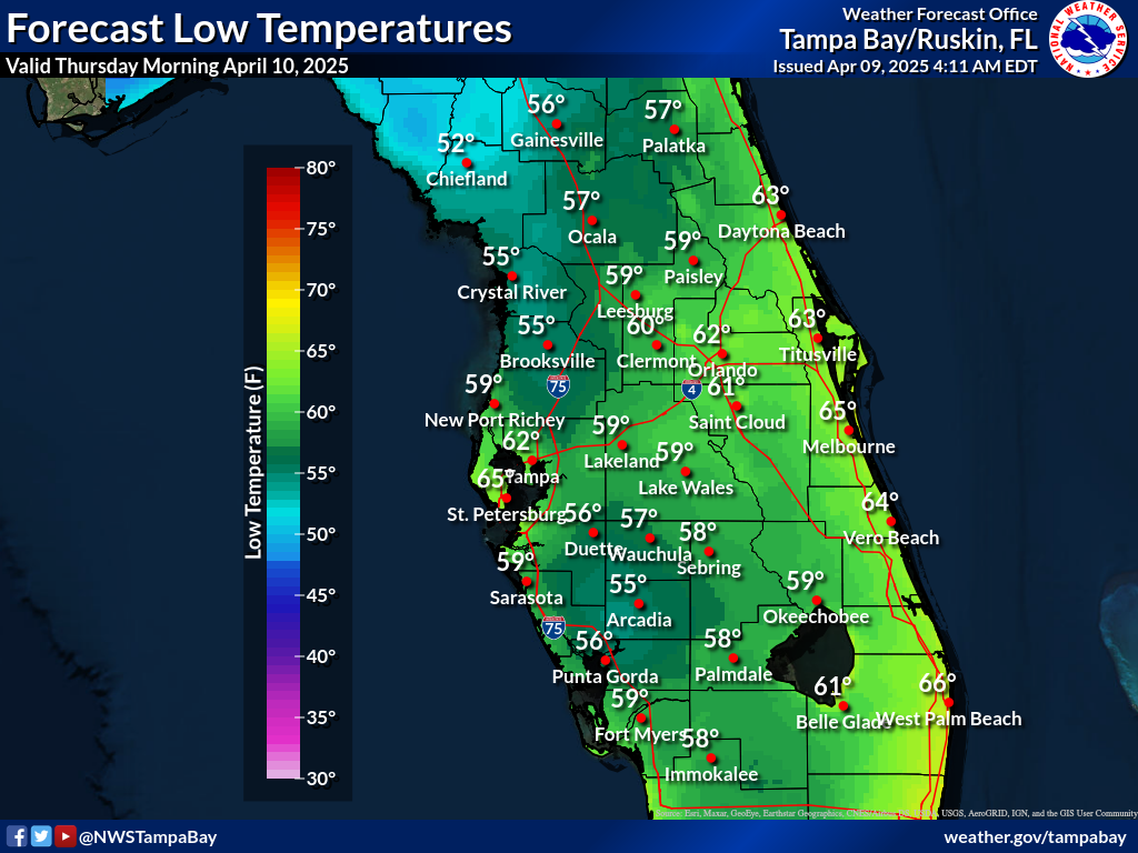 Expected Low Temperature for Night 1