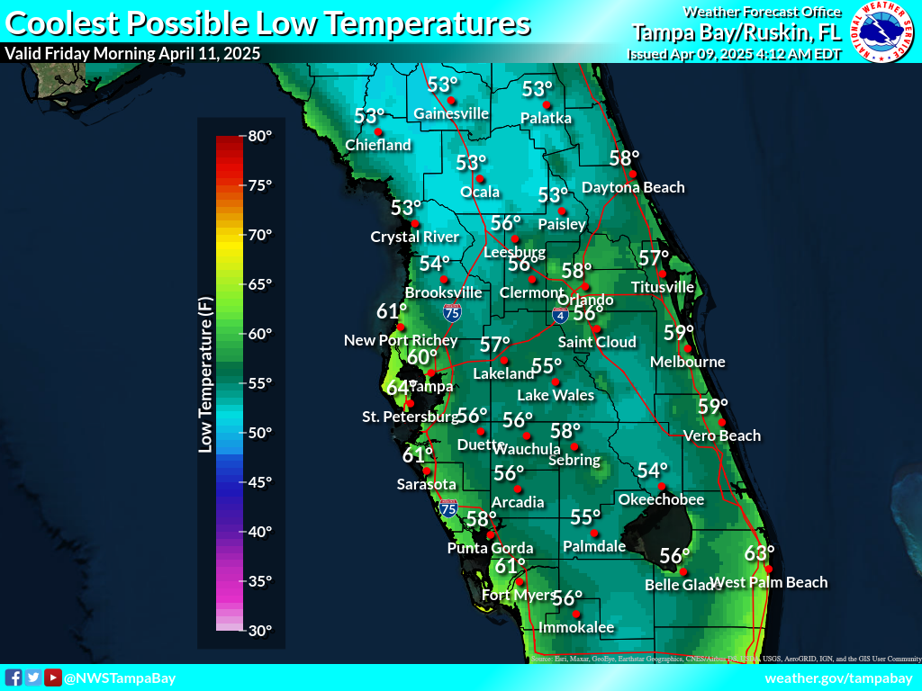 Coolest Possible Low Temperature for Night 2