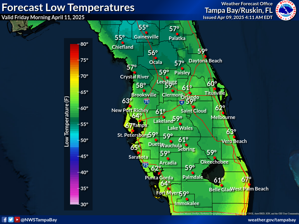 Expected Low Temperature for Night 2