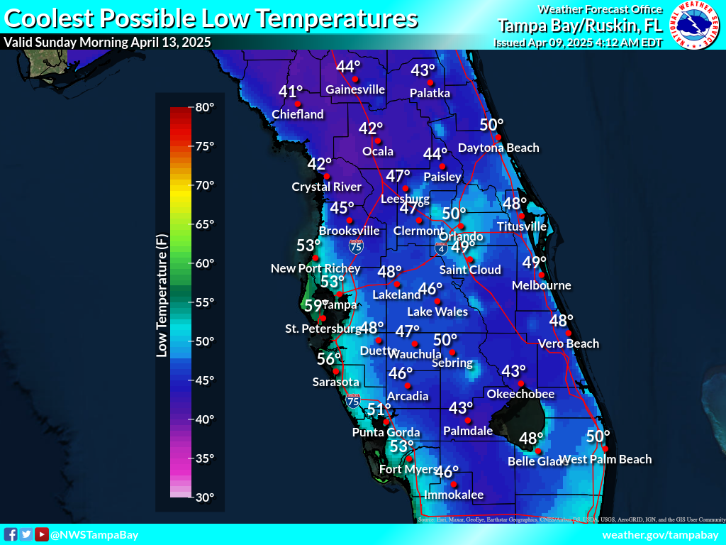 Coolest Possible Low Temperature for Night 4
