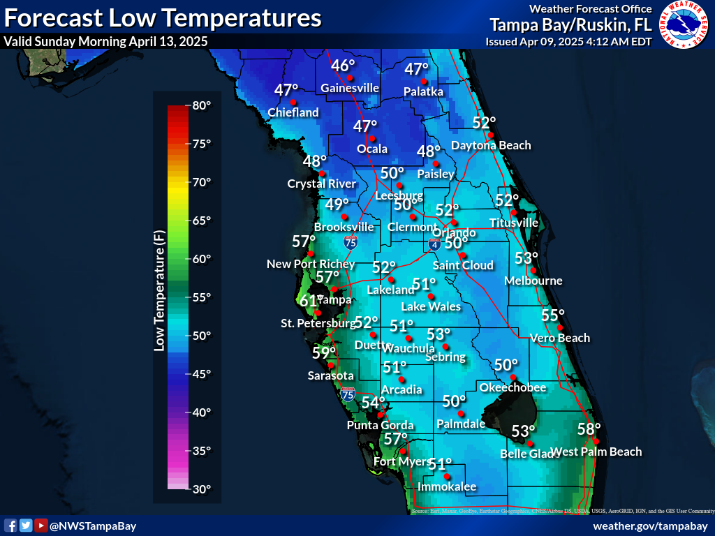 Expected Low Temperature for Night 4