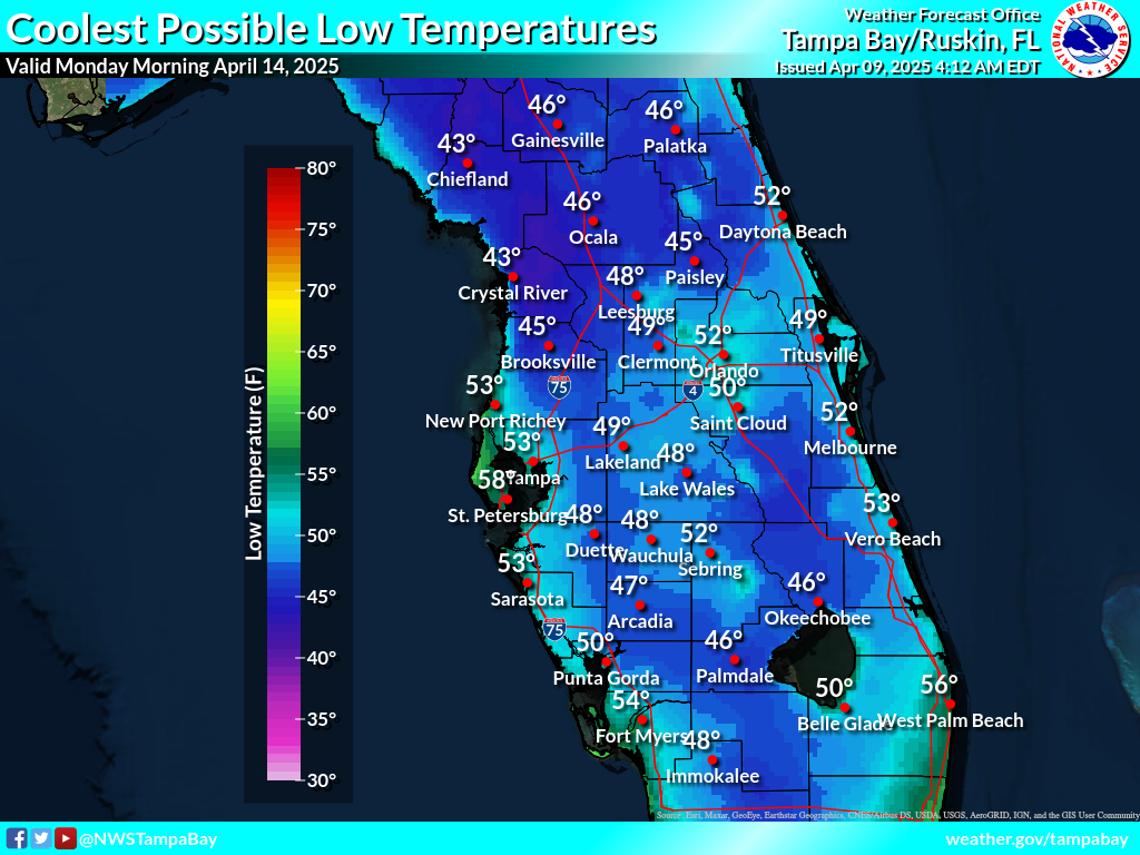 Coolest Possible Low Temperature for Night 5
