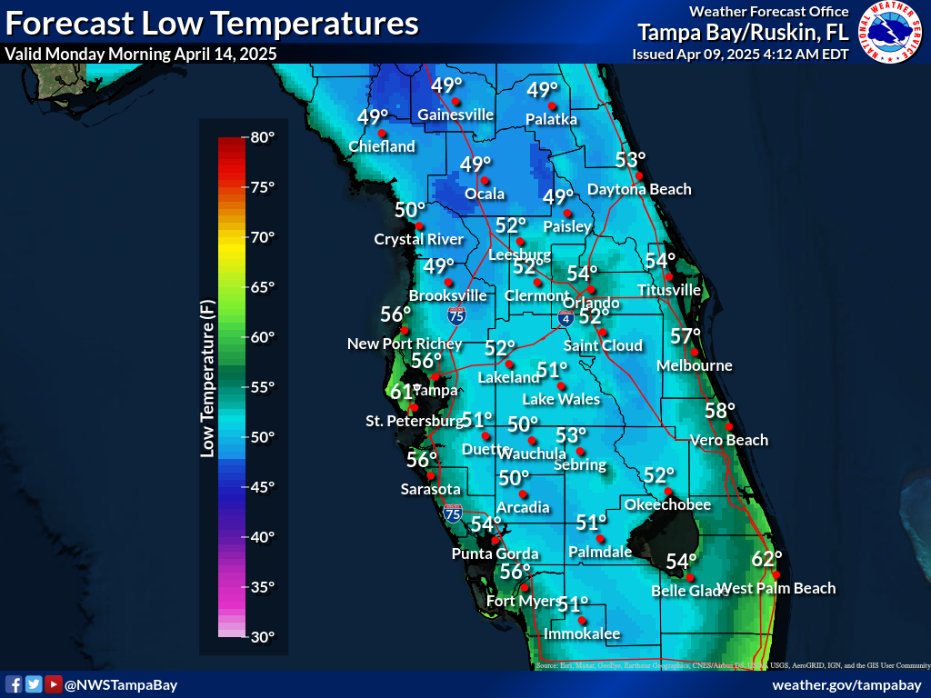 Expected Low Temperature for Night 5