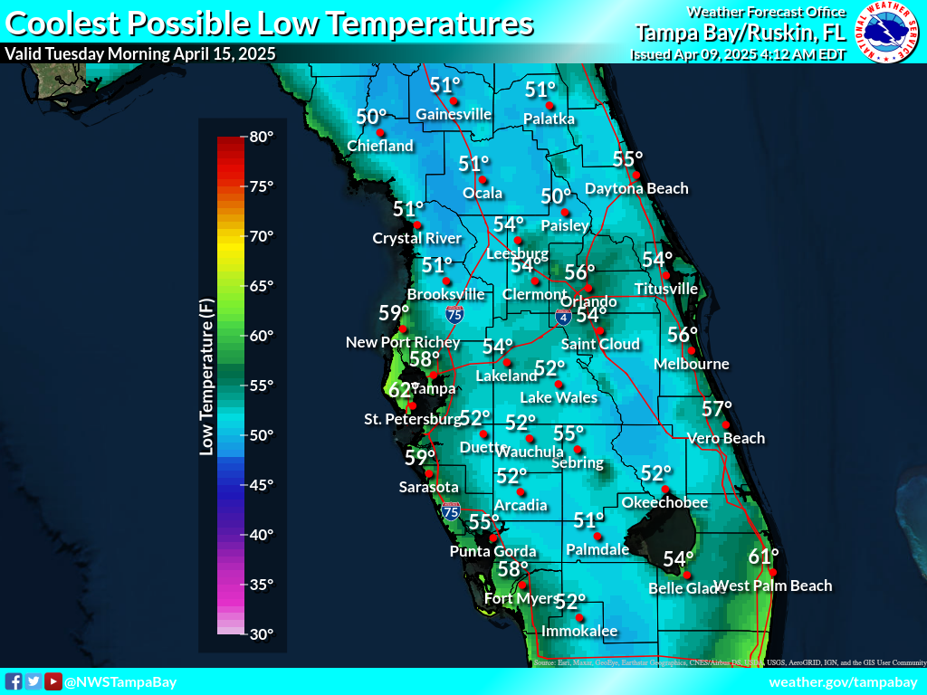 Coolest Possible Low Temperature for Night 6