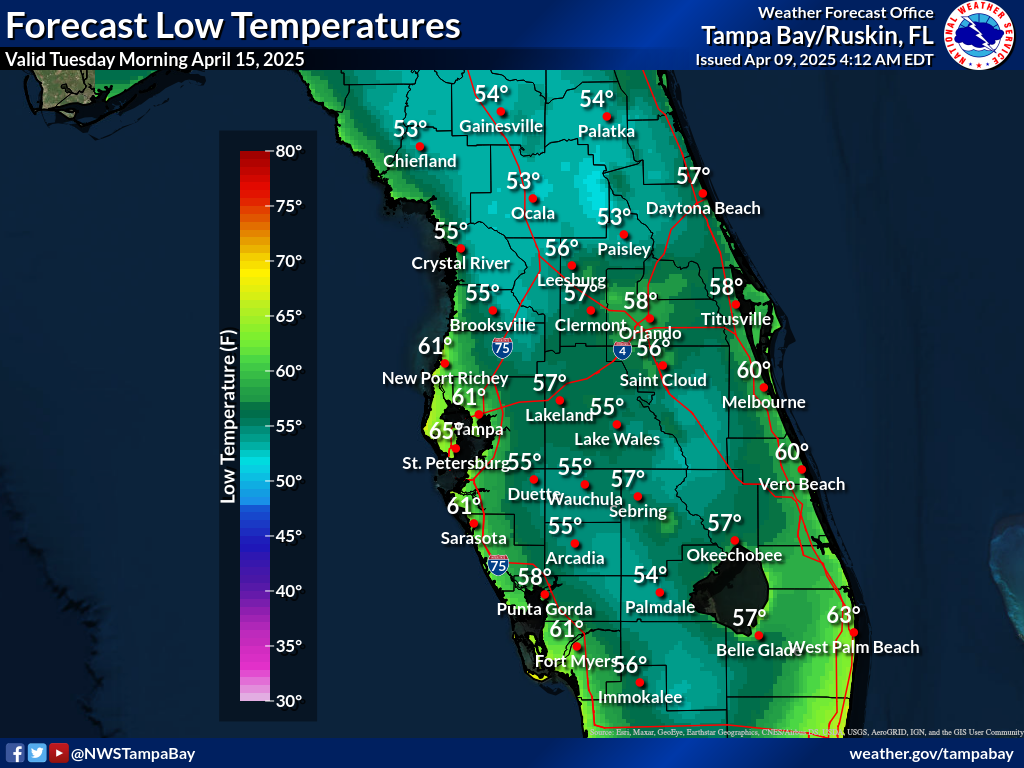 Expected Low Temperature for Night 6
