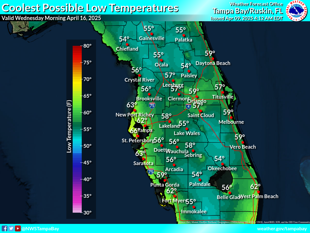 Coolest Possible Low Temperature for Night 7