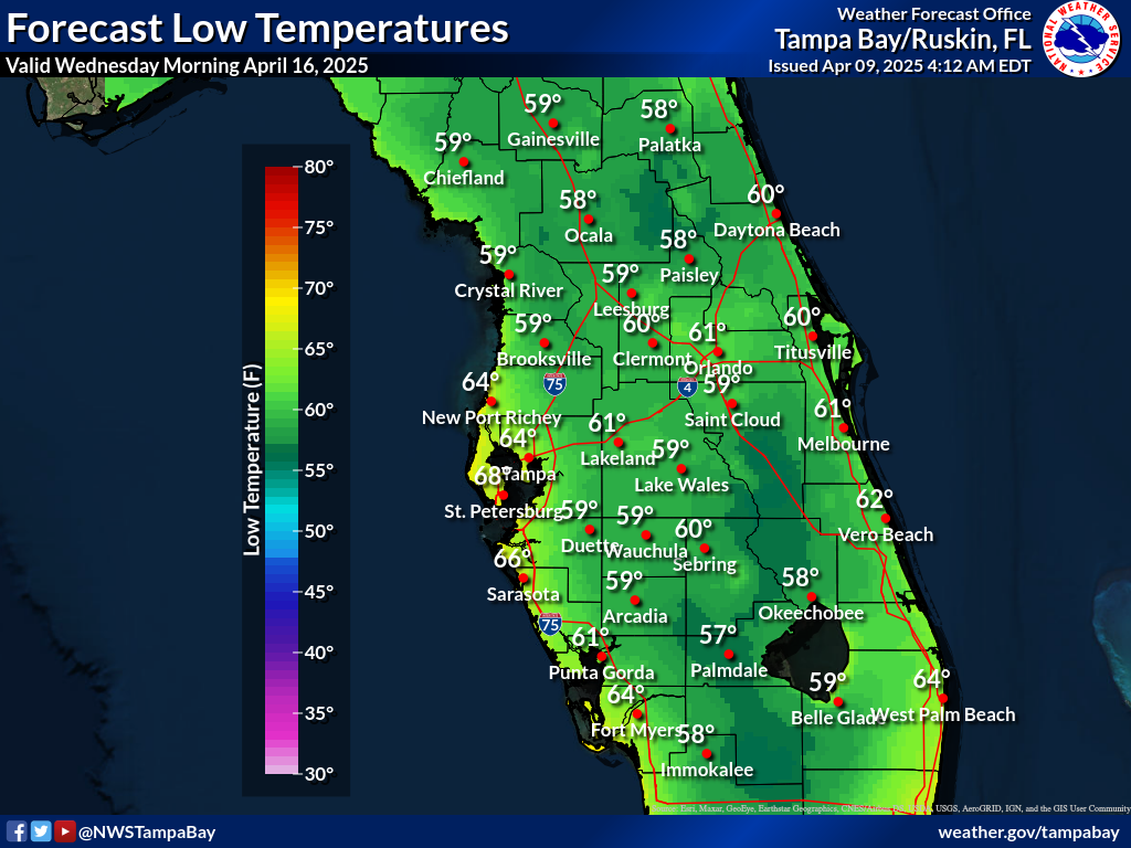 Expected Low Temperature for Night 7