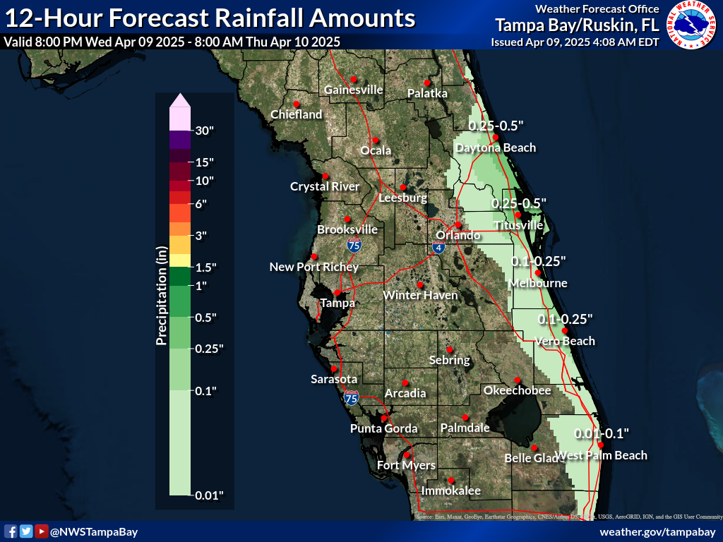 Expected Rainfall for Night 1