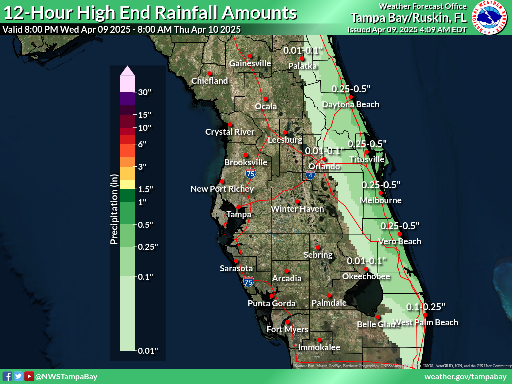 Greatest Possible Rainfall for Night 1