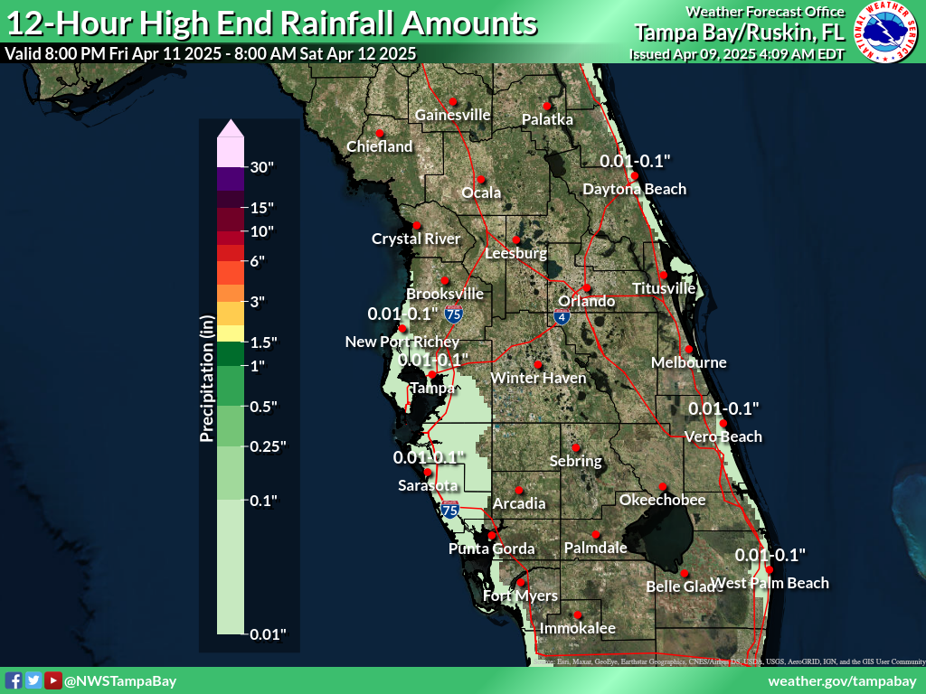 Greatest Possible Rainfall for Night 3