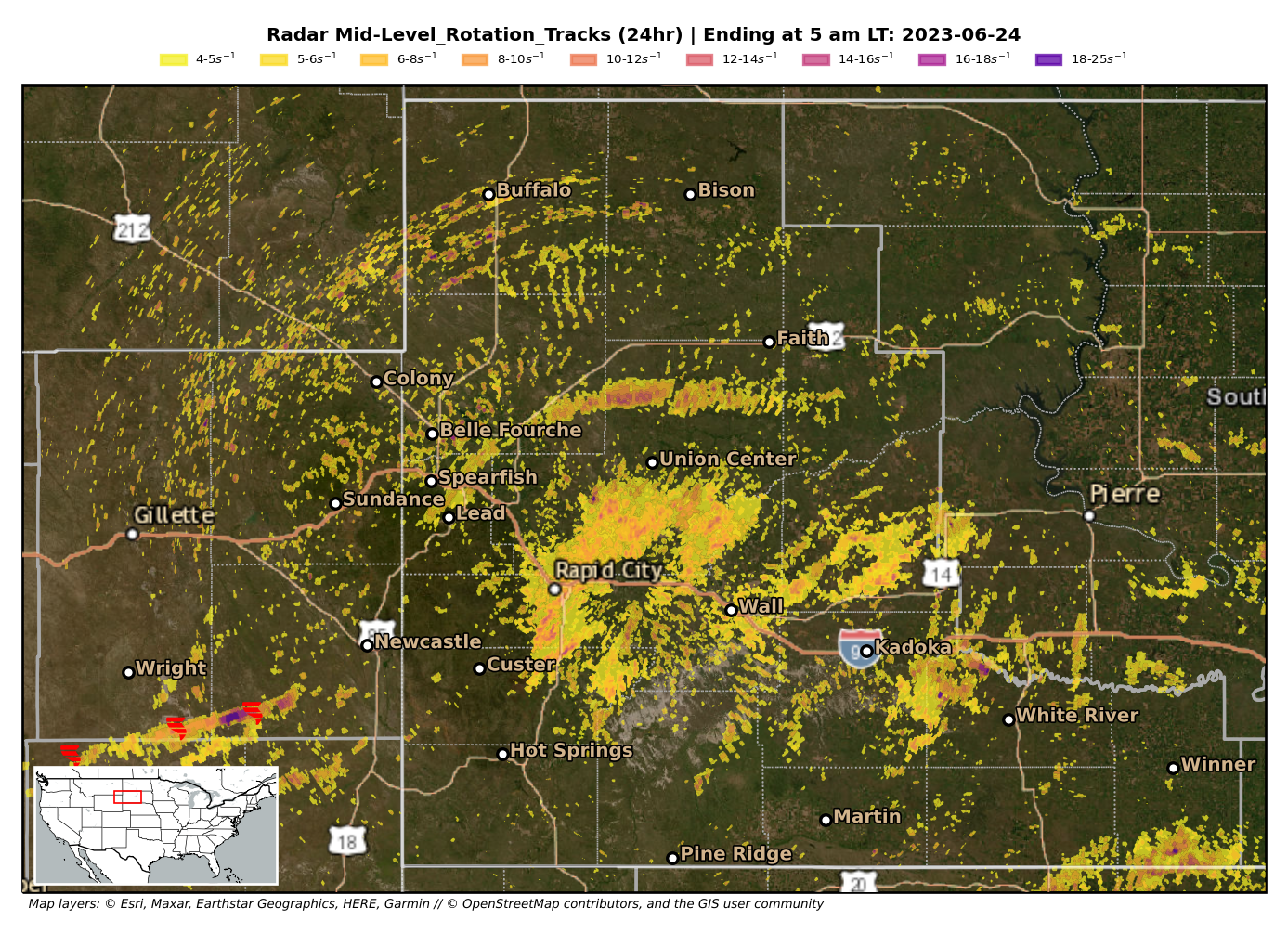 Radar-based mid-level rotation tracks